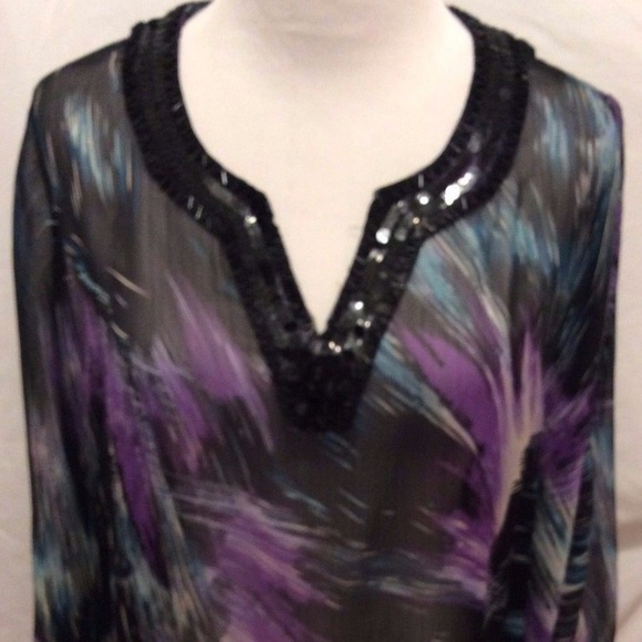 Liz & Me Tops - SALE! Liz & Me Platinum Blouse 0X 16W Black Purple